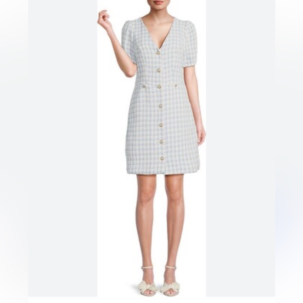 NWT Nanette Lepore Light Blue Tweed Mini Dress